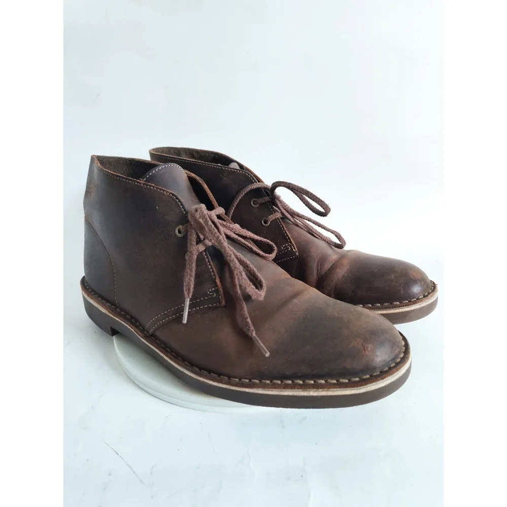 Clarks Chukka Boots 9 Desert Beeswax Bushacre Leather Lace Up Mens Shoes Brown